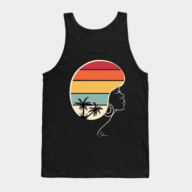 Retro Afro Sunset | Black Woman Afro Art Tank Top by kiraJ